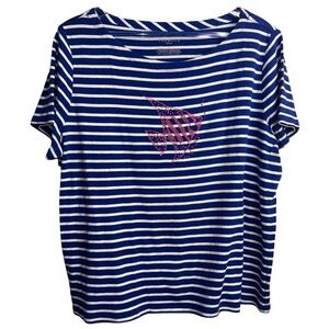 Talbots Striped Tee with Pink Graphic